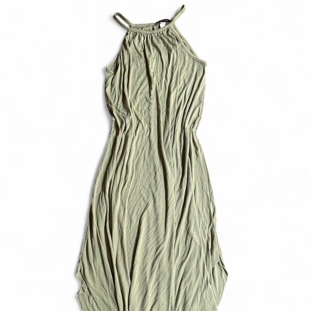 Flowy Causal Sage Green Maxi Halter Dress